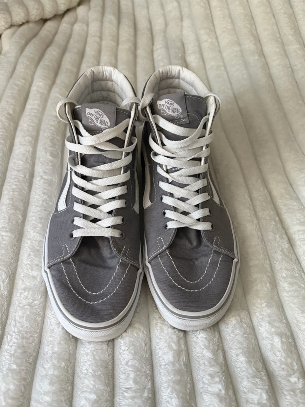Vans Women’s Sk8-Hi Canvas Sneakers - Gray & White